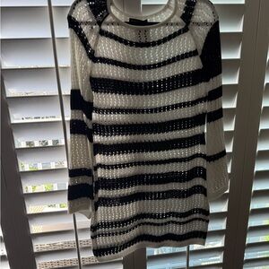 Black and White Striped Cover Up